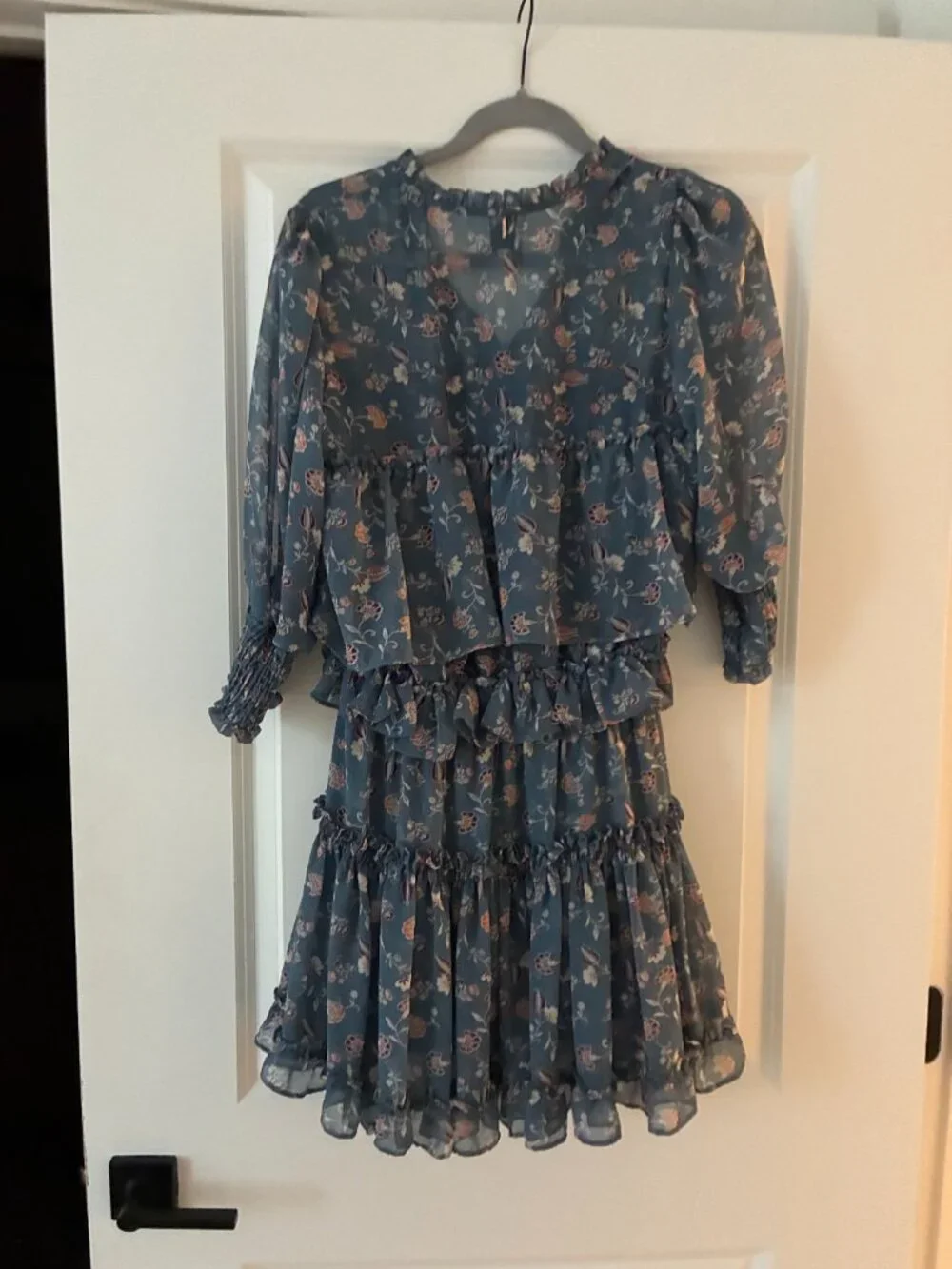 MISA Los Angeles Cereen Dress: Blue Pansy Print - Picture 4 of 4
